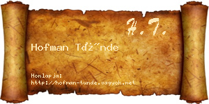 Hofman Tünde névjegykártya